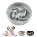 Ceramic Slow Feeder Dog Bowls,0.6 Cups Dog Food Dish for Small Breed - color: Grey-M