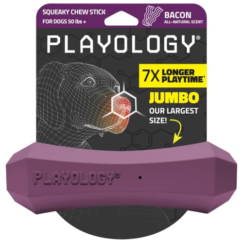 Playology Squeaky Chew Stick - Scented Dog Toy - Jumbo, Bacon Scent - size: Jumbo, style: Bacon