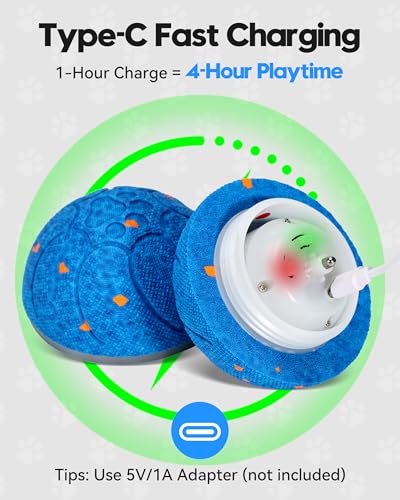 Smart Interactive Dog Balls, Automatic Moving Ball for Medium Dogs, ETPU New Material, Motion Activated Rolling & Rotating Bouncy Toy for Dog Enrichment & Stimulation（Deep Blue） - color: Deep Blue