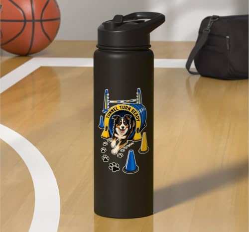 TUNNEL TURN READY Dog Agility Course, Training, Jump Bar Stainless Steel Insulated Water Bottle - color: Black