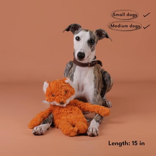 CHEWFFON Stuffless Fox Dog Toy, Squeaky & Crinkle Plush Treat Hiding Toy - style: Fox