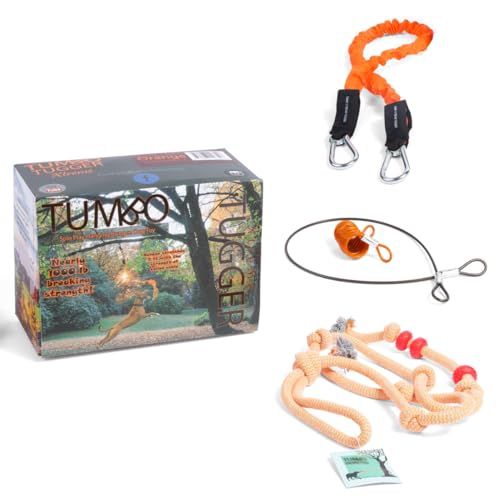 Tumbo Tugger Xtreme - Large Dogs - 1000 lb Breaking Strength - Dog Tree Hanging Bungee Tug Toy for Exercise - Outdoor Play Cord & Tugger - Spring Pole Rope Toy - Dog Playground Backyard