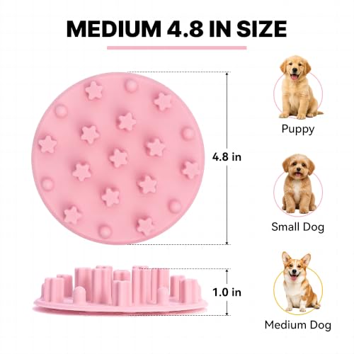 Slow Feeder Insert for Cat and Dog Bowls, Medium 4.8 Inch, Pink - color: Pink, Medium