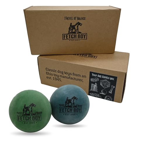 The O.G. of Bounce Solid Sponge Rubber Dog Ball Toy, Made in USA, 2.5 inches, Fetching Breeds, 2 Pack Gift Box - color: Blue & Green