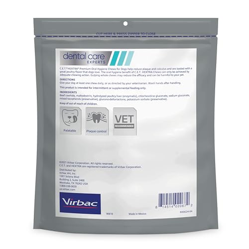 Virbac C.E.T. Hextra Premium Oral Hygiene Chews for Dogs, Large - size: Large Over 50lbs