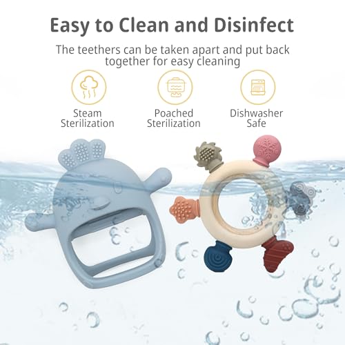 Baby Teething Toys by Komfy LilLove, No Drop Teether and Ring Teether for Baby Teething Relief, Non-Toxic Infant Toys 0-6 6-12 Months, CPC Certified Teething Mitten, Baby teether Toys – 2 Pack - color: Boy