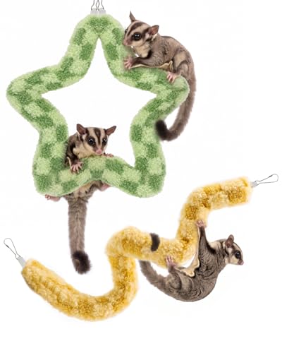 2Pcs Bendable Sugar Glider Climbing Ropes, Soft Fabric Paw-Safe