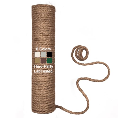 1/4in 164FT Natural Sisal Rope for Cat Tree, Cat Scratch Rope Replacement - color: Light Brown, size: 164FT