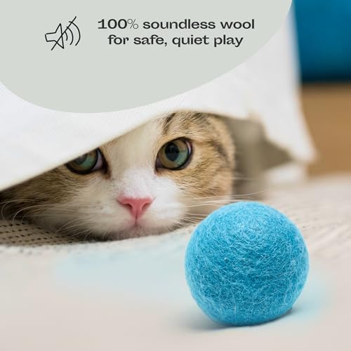 MEOWFIA Wool Ball Toys - 6-Pack of Safe for Cats and Small Dogs Balls - 1.5 Inch Felted Wool Cat Toy and Dog Toy - Perfect with Cat Cave - Silent - Mini Tennis Balls - (1,5in/Aquamarine) - size: 1.5 Inch