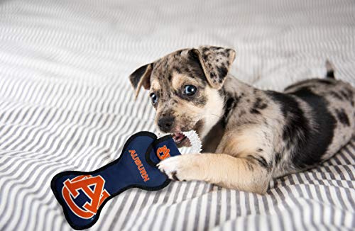 Pets First NCAA Auburn Tigers Dental Dog TUG Toy with Squeaker. Tough PET Toy for Healthy Fun, Teething & Cleaning Pets Teeth & Gum - color: Auburn Tigers