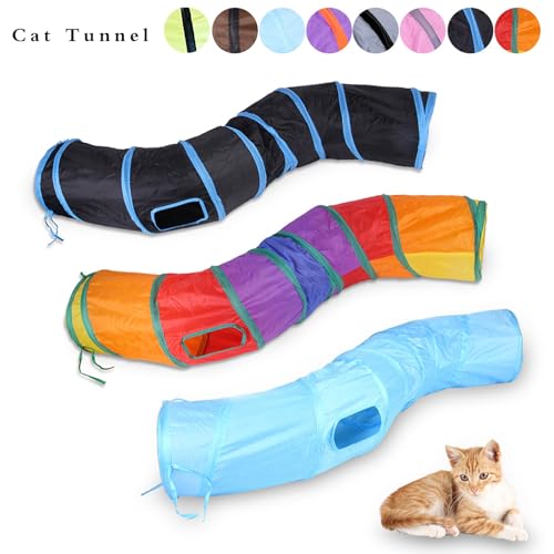 iCAGY Cat Tunnel Toys for Indoor Cats Kittens Rabbits, Pet Toy Play Tunnels - color: Dark Grey
