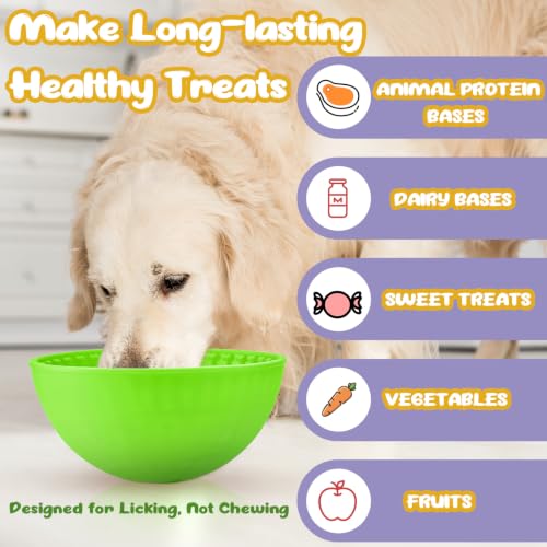 Patelai 2 Pcs Dog Lick Bowl, Slow Feeder Bowl for Dogs, Green, Purple, Bone - color: Green, Purple