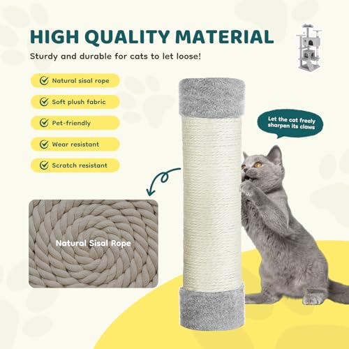 DUMOS 54 Inch Cat Tree Tower with Scratching Posts, Indoor Use - color: Light Grey, size: 54 Inch