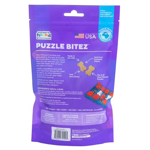 Outward Hound Nina Ottosson Puzzle Bitez Dog Treats, Pumpkin, 7.5 oz - size: 4.69 Pound (Pack of 1), style: Pumpkin