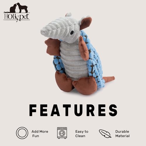 Hollypet Armadillo Squeaky Puppy Dog Toys for Small Medium Dogs, 8" - color: Sea Foam, size: 8 IN