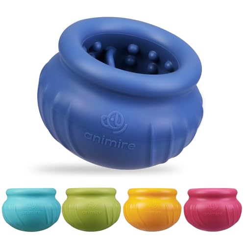 Wobbly Dog Enrichment Lick Toy, Stuffable Frozen Lick Bowl to Keep Dogs Busy, Long-Lasting Interactive Treat Dispensing Dog Toy, Silicone Fetch Catch Chew Toy(Dark Blue,L) - color: Dark blue, size: L