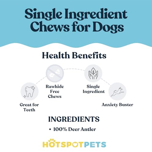 hotspot pets Small Premium Deer Antler for Dogs (3 Pack) - 4-7 Inch Long Lasting Antler Dog Chews Naturally Shed Deer Antlers Bone for Small & Medium Breed Aggressive Chewers - Sourced in USA - size: 3 Count (Pack of 1)