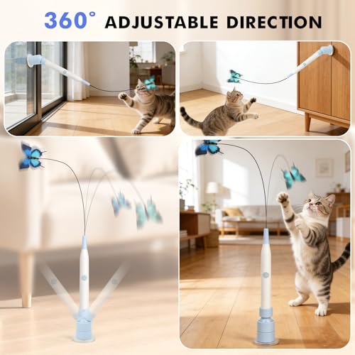 Wortade Automatic Butterfly Cat Toy, Electric Cat Teaser Toy, Blue