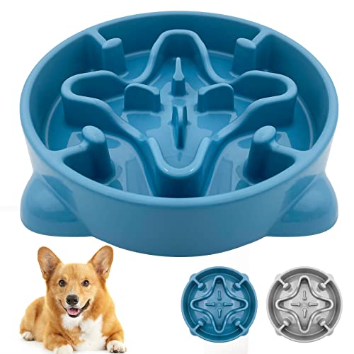 VANNON Slow Feeder Dog Bowls Durable Puzzle Feeder Non Slip Dog Food Dish Bloat Stop Food Bowls for Small Medium Dogs, 3 Cups, BPA Free, Blue - color: G-Blue-Medium-3Cups