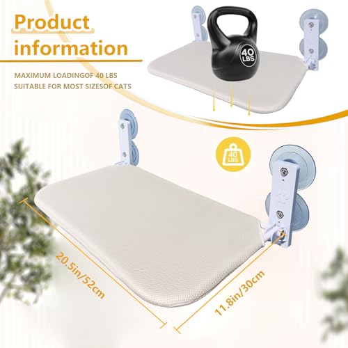 Cat Window Perch Seat Hammock, Foldable Hammock with 4 Strong Suction Cups, Easy to Assemble and Cat Wand,Cream - color: cream
