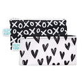 Bumkins Reusable Snack Bags, for Kids School Lunch and for Adults Portion, Washable Fabric, Waterproof Cloth Zip Bag, Supplies Travel Pouch, Food-Safe, 2-pk Hearts and XOXO - color: A1 XOXO & Hearts-Sm