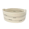 Fhiny Cotton Rope Dog Toy Basket with Handle Puppy Toys Storage Bin Small Woven Rectangle Diapers Pet Kitty Bed Perfect for Carry Pet Chew Toys Blankets Leashes Doggie Stuff - Beige M - size: B-M:15.7"×11.4"×7"