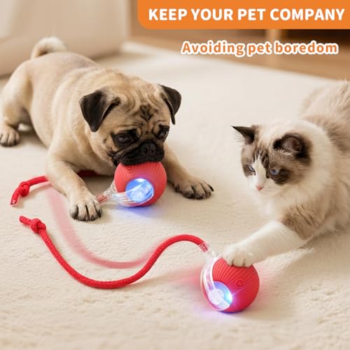 Cat Toys for Indoor Cats Smart Automatic Ball Moving Chase Dogs Toy, Red - color: A1-Red