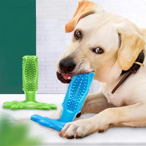 Dog Chew Toy Toothbrush Stick for Aggressive Chewers, Interactive Dog Toy - color: Green, size: L