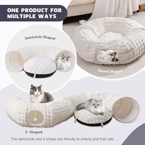 Bubble Round Cat Tunnel for Indoor Cats, Cream White - color: Cream White, size: Round