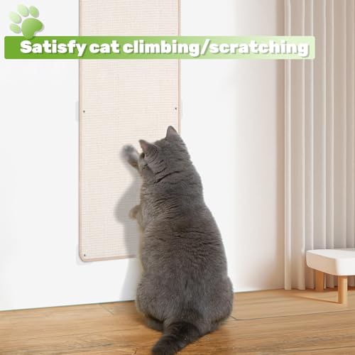 Uranshin Natural Sisal Cat Wall Climbing Carpet, Wall Scratcher Mat Pad - color: White, size: 78.7"Lx15.7"W, 1PC
