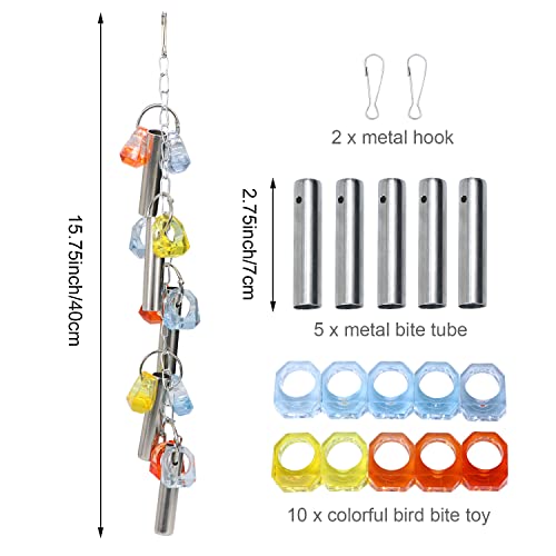 Litewoo Bird Stainless Steel Bells Pipe Bite Toy Hanging Swing Stand String Chew Toy Durable for Small Parrot Parakeet Cockatiel Conure Lovebird Budgie - color: Toy C