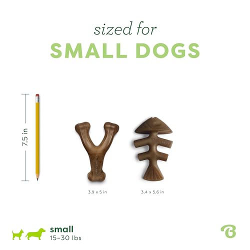Benebone 2-pack Fishbone/Wishbone Durable Dog Chew Toys, Dog Bones, Small - size: Small, style: Fishbone/Wishbone