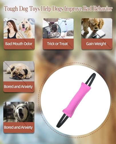 Clysoru tug Toy for Dogs Tug of War Dog Bite with 2 Strong Handles Made Durable Tear Resistant Stitches (Light Pink) - color: light pink