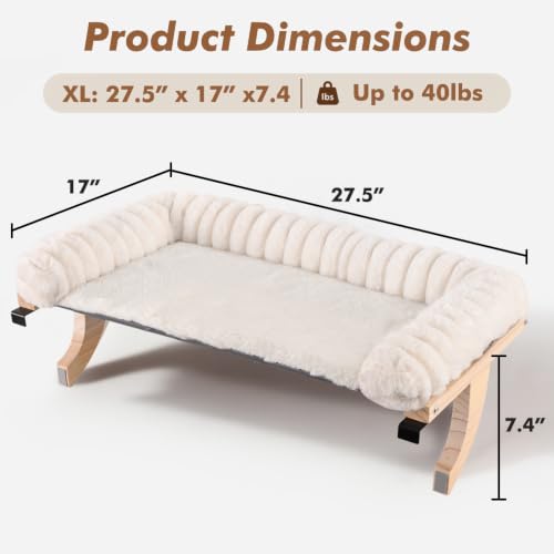 Cloud-Soft Cat Window Sill Perch, Zipper Design Cushion Pet Bed,XL - color: White, size: X-Large(27.5''x17'')