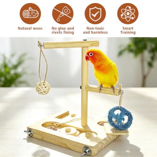 Wooden Bird Foraging Puzzle Toys, Bird Foraging Toys Hanging Enrichment Toys for Cage and Small Parrots