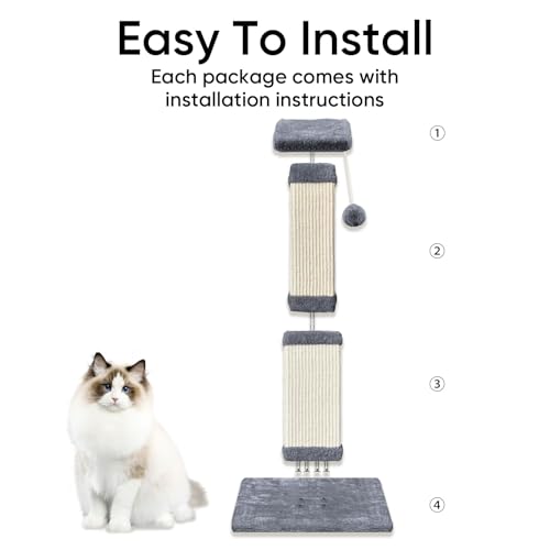 Cat Scratching Post for Indoor Cats, 32Inch Sisal Cat Scratcher - color: Light Gray