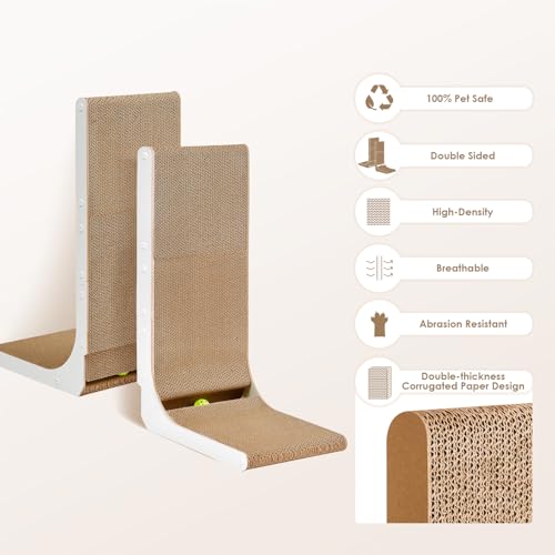 EHEYCIGA Cardboard Cat Scratcher for Indoor Cats, 26.8 Inch, White - color: White, size: 16.6x11.2x26.8