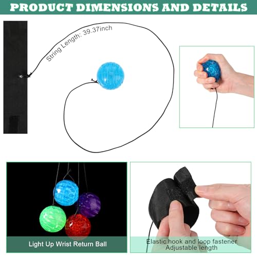 Jerify 24 Pieces Light up Bouncy Balls Wrist Balls on String Flashing Toys