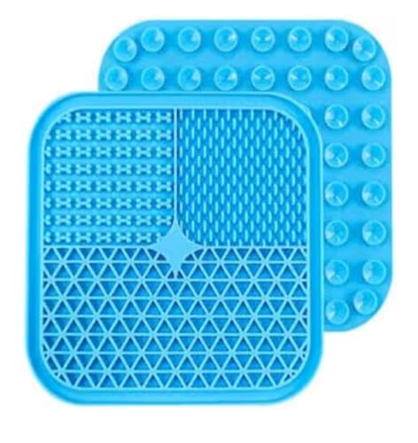 Dog, cat Silicone Food Grade Licking mat Slow Feeder Great for Yogurt,Peanut Butter Cold Smear Treats (Black, Medium) - color: Black