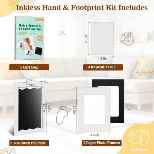 Nabance Baby Footprint Kit, Inkless Baby Hand and Footprint Kit, 2 Pack - size: 2-Pack, Regular 2.3" x 3.7"