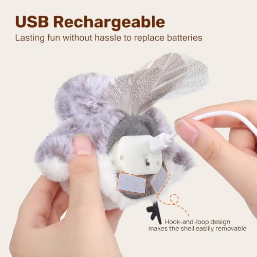 Potaroma Cat Toys Flapping Bird (No Flying), Lifelike Sandpiper Chirp Tweet, Rechargeable Touch Activated Kitten Toy Interactive Cat Exercise Toys for All Breeds Cat Kicker Catnip Toys 4.0" - style: Male Sandpiper