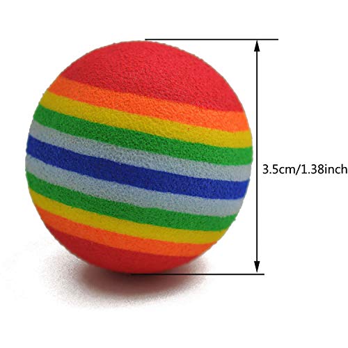 VOVIGGOL 12 Pack Rainbow Cat Toy Balls Soft EVA Foam Interactive Indoor Kittens Favorite Toys 1.38" Dia. Small Dogs Puppies Toy Balls Bulk Activity Chase Quiet Play Sponge Ball - color: 12Pcs/ 3 Type Color