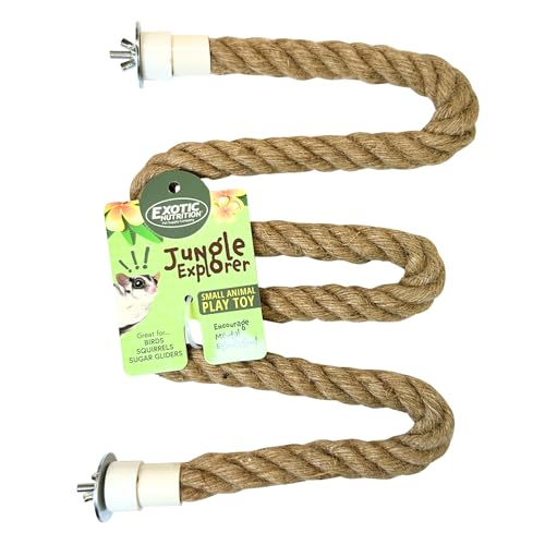 42 Inch Natural Rope (Thick) - Thick Flexible Bendable Climbing Rope Perch Cage Accessory Toy - Sugar Gliders, Squirrels, Degus, Marmosets, Monkeys, Parrots, Birds, Rats & Other Small Pets