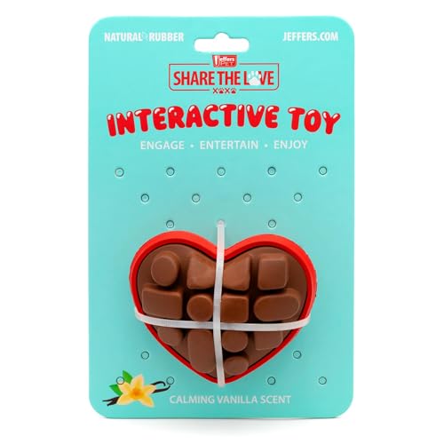 Jeffers Pet Natural Rubber Dog Chew Toy – Chocolate Heart Shape, Medium – Vanilla Scent, Durable, Non-Toxic, Dishwasher Safe, Interactive Fetch & Tug Toy - Perfect for Play, Training at Home - color: Brown, size: Medium