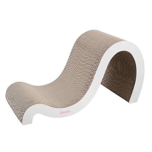 CSR1013B Kona 27" Modern Cardboard Double-Sided Wave Cat Scratcher with Catnip, Cloud - color: White