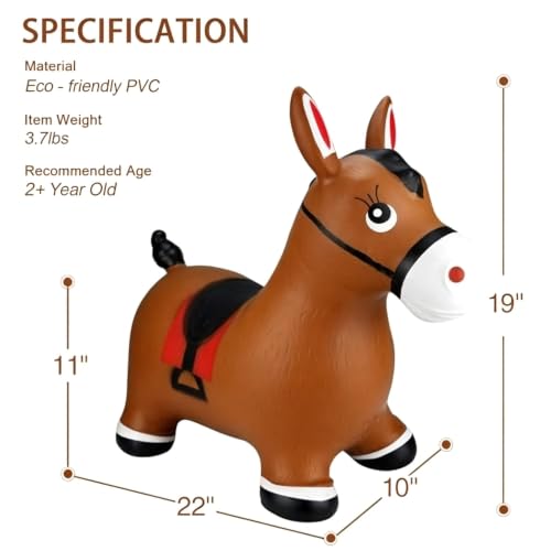 INPANY Bouncy Horse Hopper Toys, 2-4 Kids Riding Horse, Gifts Toy for Kids - color: Brown Horse