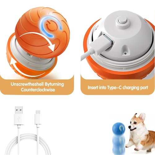 Valentines Day Gifts Smart Jumping Ball Toy for Cats, Dura-Spin Electric Cat Ball, Interactive Toys for Indoor Cats,cat Toys for Bored Indoor Adult cat - color: orange
