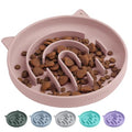 Coomazy Slow Feeder Cat Bowl Silicone Pet Puzzle Feeder for Slow Eating - color: Pink