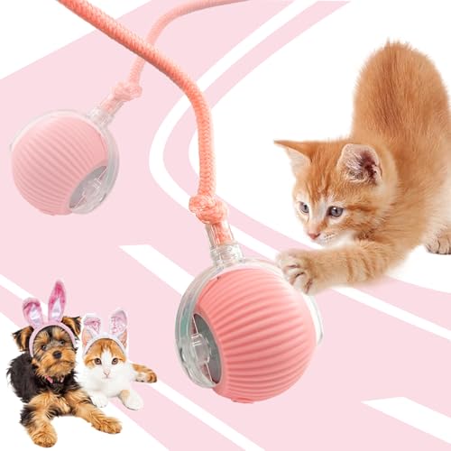 Valentines Day Gifts 2025 New Electric Dog Ball Toy,360° Smart Automatic Interactive Rolling Ball, Smart Pet Toy,Interactive Dog Toys,Gift for Kids - color: pink