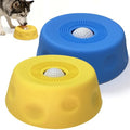 2PCS Slow Feeder Dog Bowl Lick Toy with Rolling Ball & Suction Cup - color: Blue+Yellow